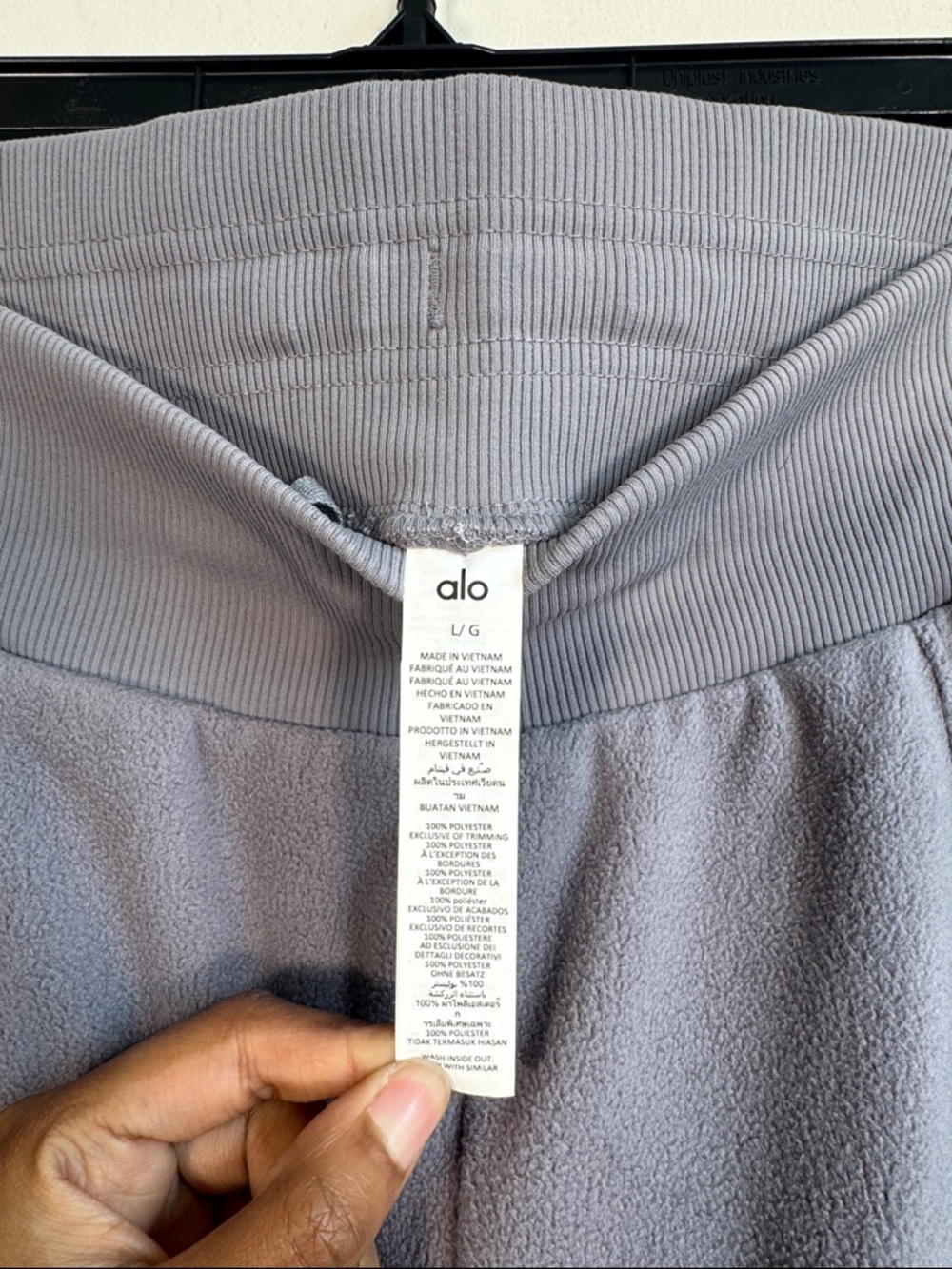 ALO Yoga Polar Fleece High-Waist Snowdrift Wide Leg in Fog - L - Picture 5 of 7